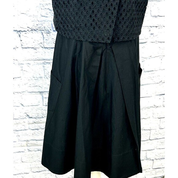 Eliza J Womens Sz 16 Black Eyelet Popover Poplin Dress Sleeveless Knee Length R4 - Picture 8 of 12